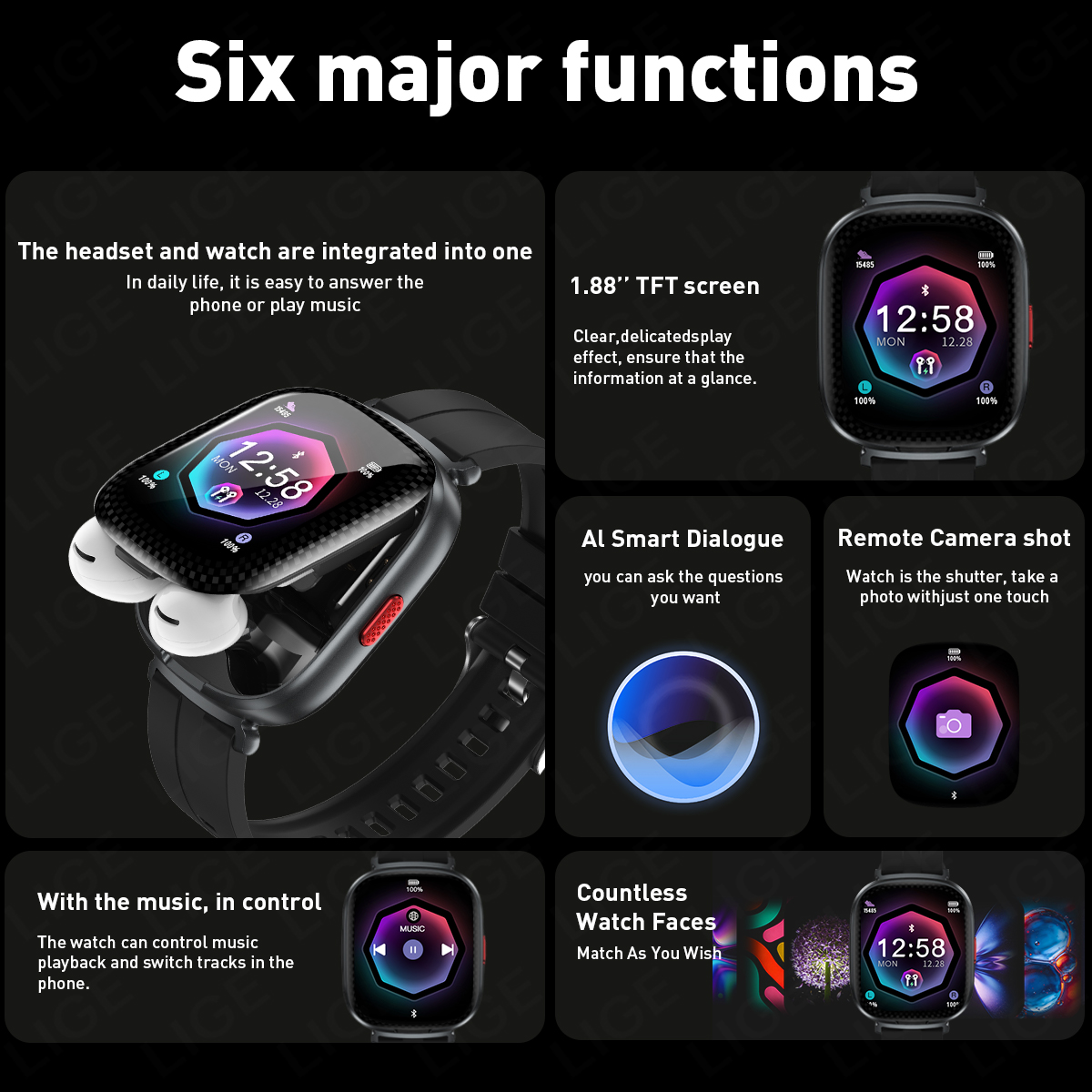 LIGE TWS Earphone Smartwatch 1 - Smartwatch Headset recension och pris