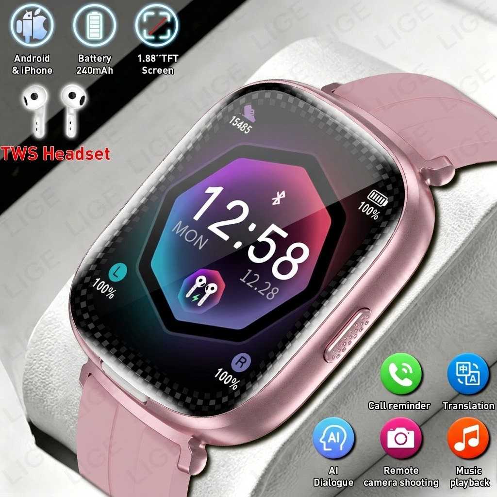 LIGE 2 In 1 TWS Headset Smart  - Smartwatch Headset recension och pris